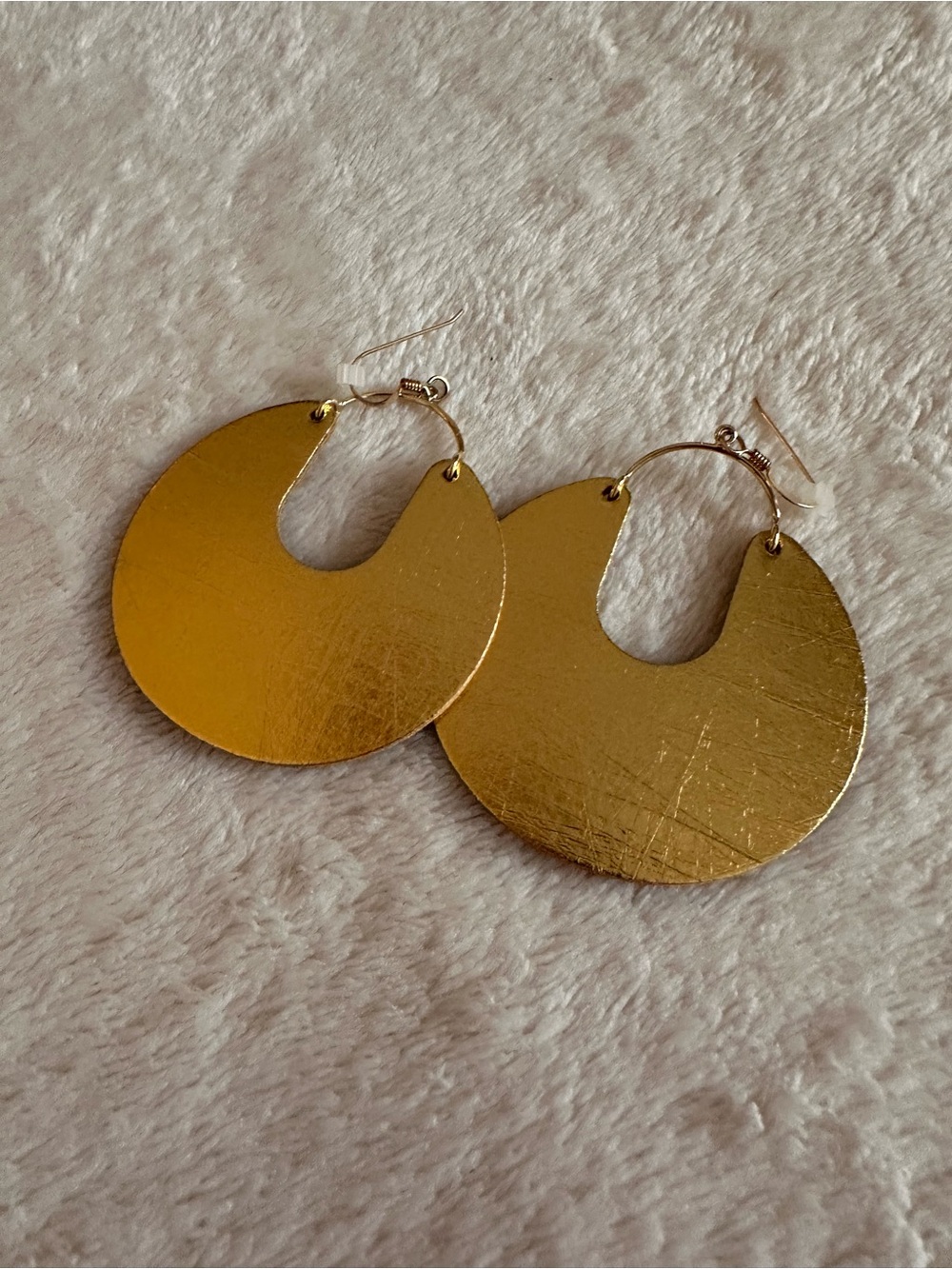 Nickel & Suede Leo Gold leather Disc Cutout statement Earrings